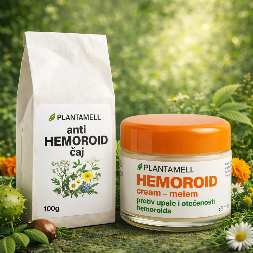 🌿 HEMOBALM PAKET – Biljna krema + čaj protiv hemoroida