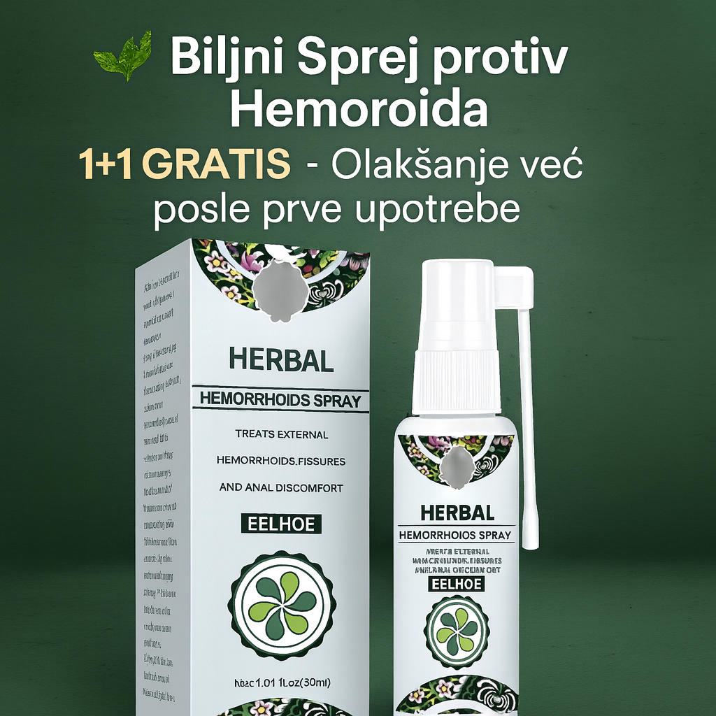 🌱 Biljni Sprej protiv Hemoroida 1+1 GRATIS - Olakšanje već posle prve upotrebe