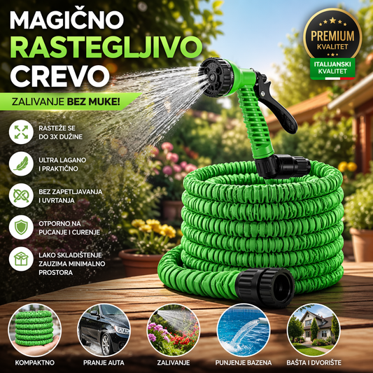 Magično Rastegljivo Crevo – Pretvorite zalivanje u uživanje bez zapetljavanja i napora! ✨💦